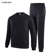 Comlion толстовки спортивный костюм Комплект из 2 предметов спортивный костюм, без проволоки, вересковый цвет Толстовка треники Для мужчин с длинным рукавом Для Мужчин's пуловеры горячая C76