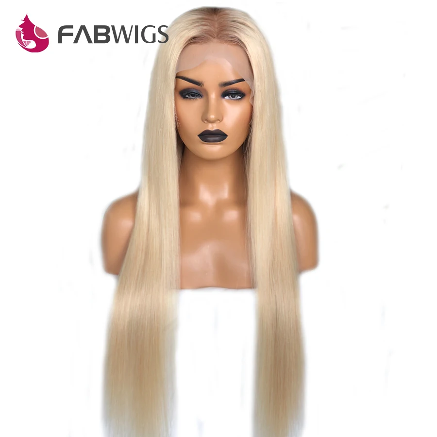 Fabwigs Ombre 613 блондинка полный кружево человеческие волосы Искусственные парики предварительно сорвал с ребенком волос