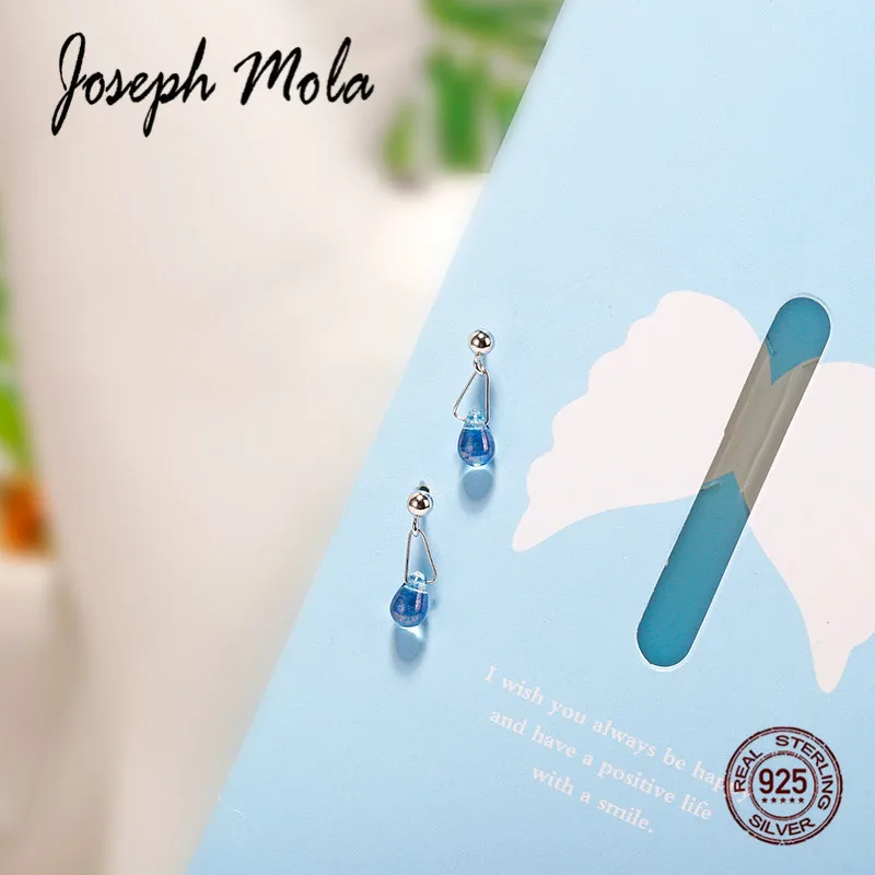 Joseph Mola 925 пробы серебряные серьги в виде капли воды форма синий кристалл гвоздики
