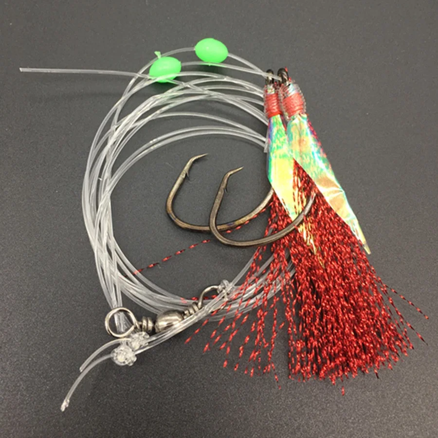 10 Bags Red Flasher Fishing Rigs Saltwater Gang String Tinsel Fishing