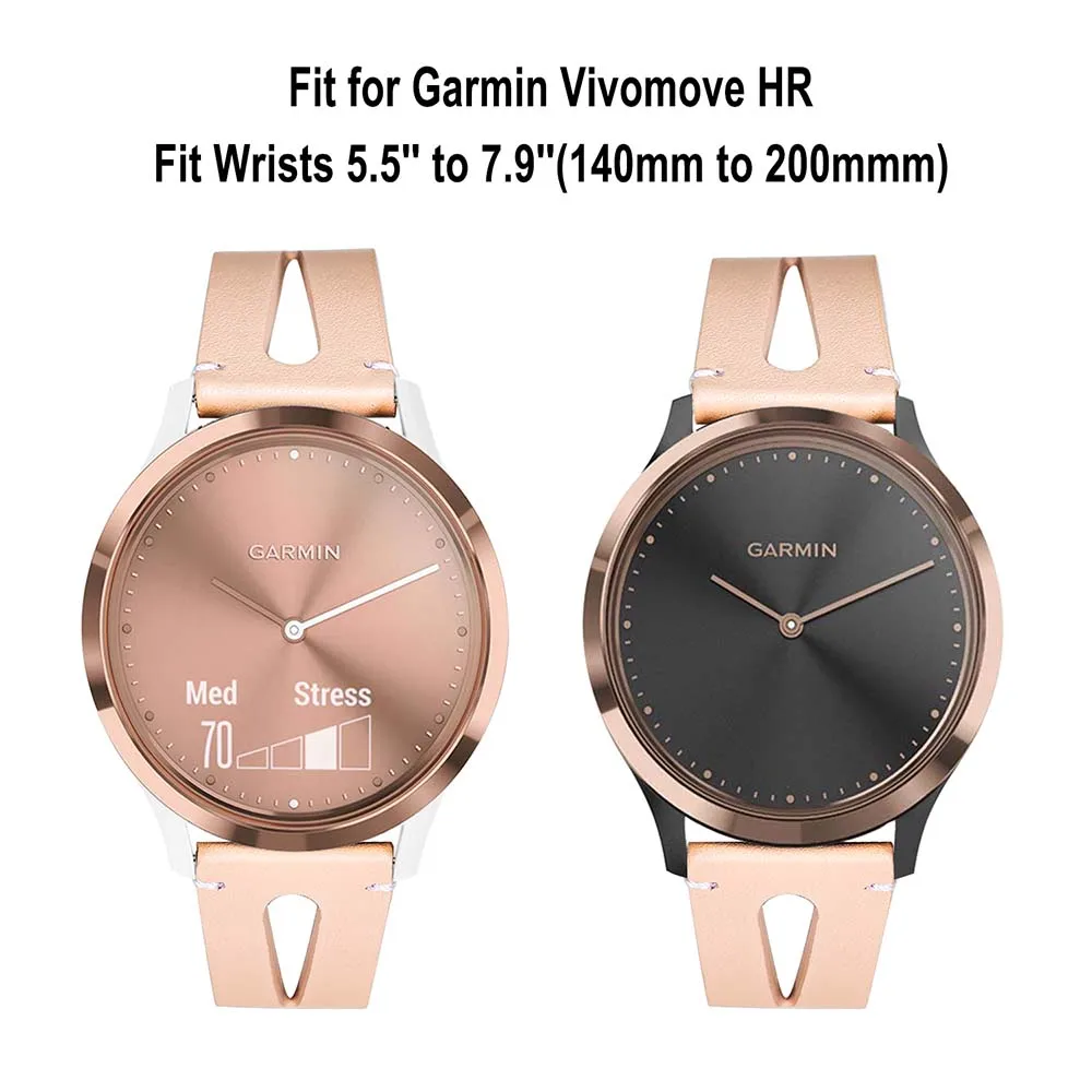 Цветочный ремешок для часов из натуральной кожи для Garmin Vivomove HR/Vivoactive 3/Forerunner 645/245, музыкальный ремешок для часов, женский ремешок из розового золота