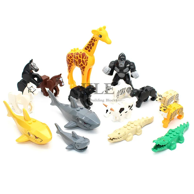 

Building Blocks DIY Creative Building Bricks Toys for Children Educational Bricks Kids Jungle Animal Tiger Horse Dog GIft
