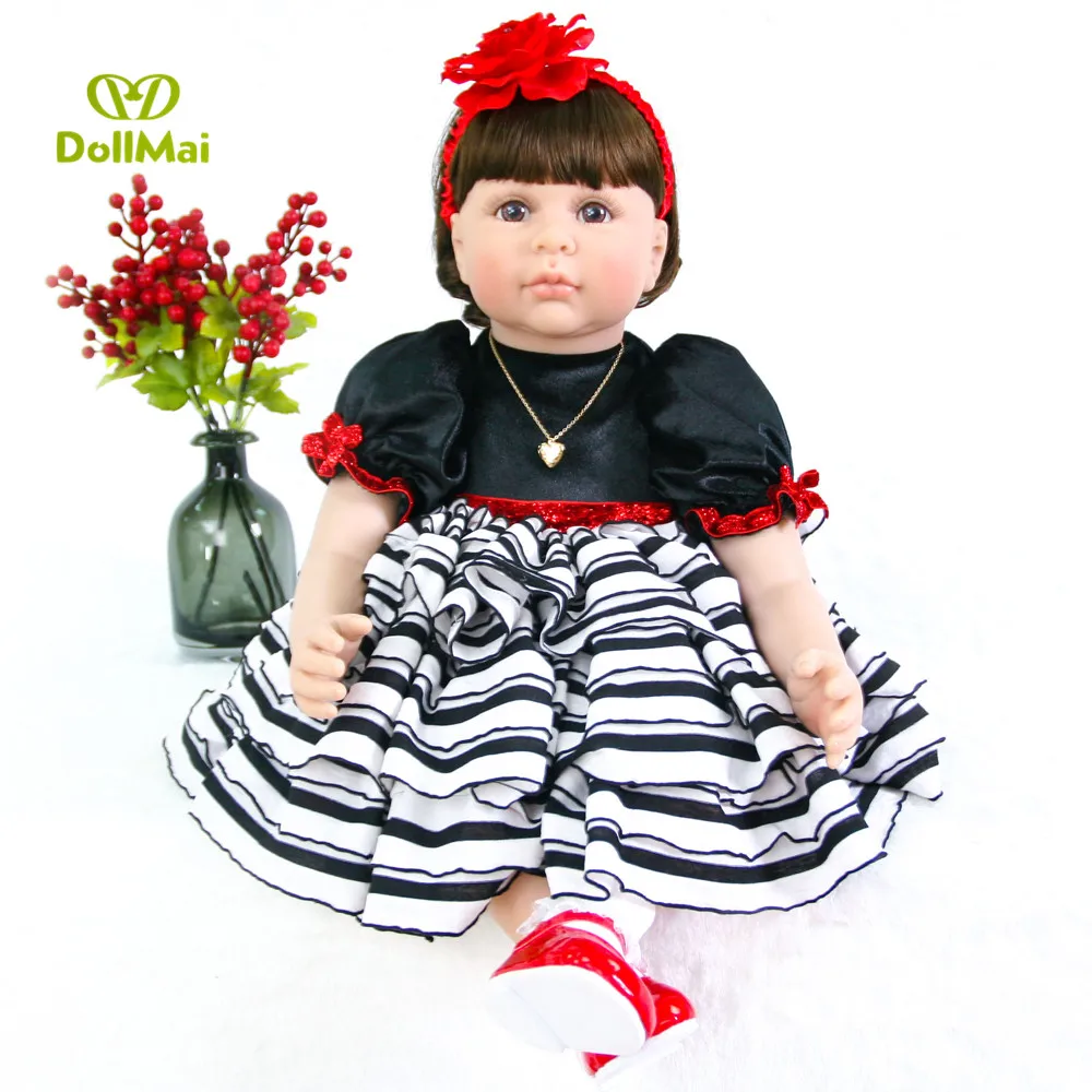 

Silicone Reborn Baby Doll Toys 60cm Princess girl Babies reborn Toddler doll bebe Brinquedos child Birthday Gift