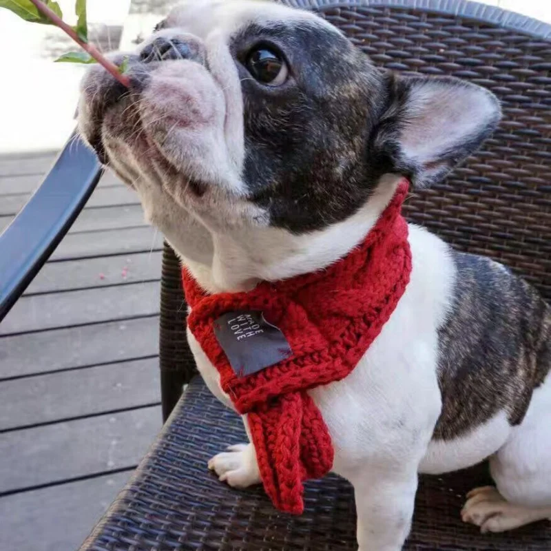Warm Winter Pet Dog Scarves Knitting Thicken Scarf Shawl Knit Collar
