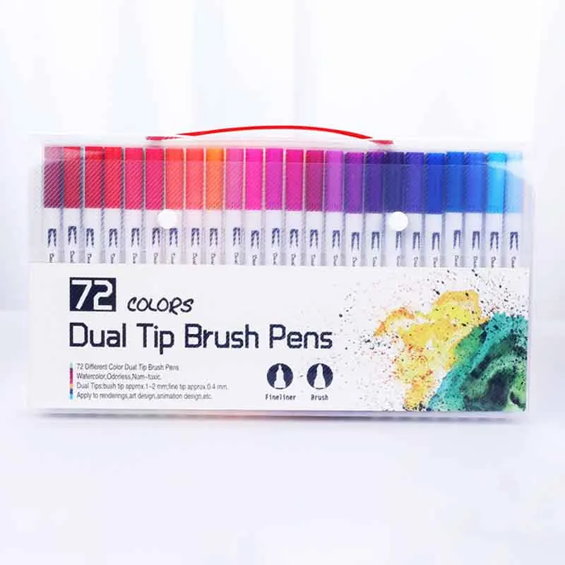 72 Colors 12/18/24/36/48/72/100 Colors Dual Brush Art Markers Pen Fine Tip and Brush Tip Pens for Journals Coloring Books Calligraphy - Цвет: 72 Colors