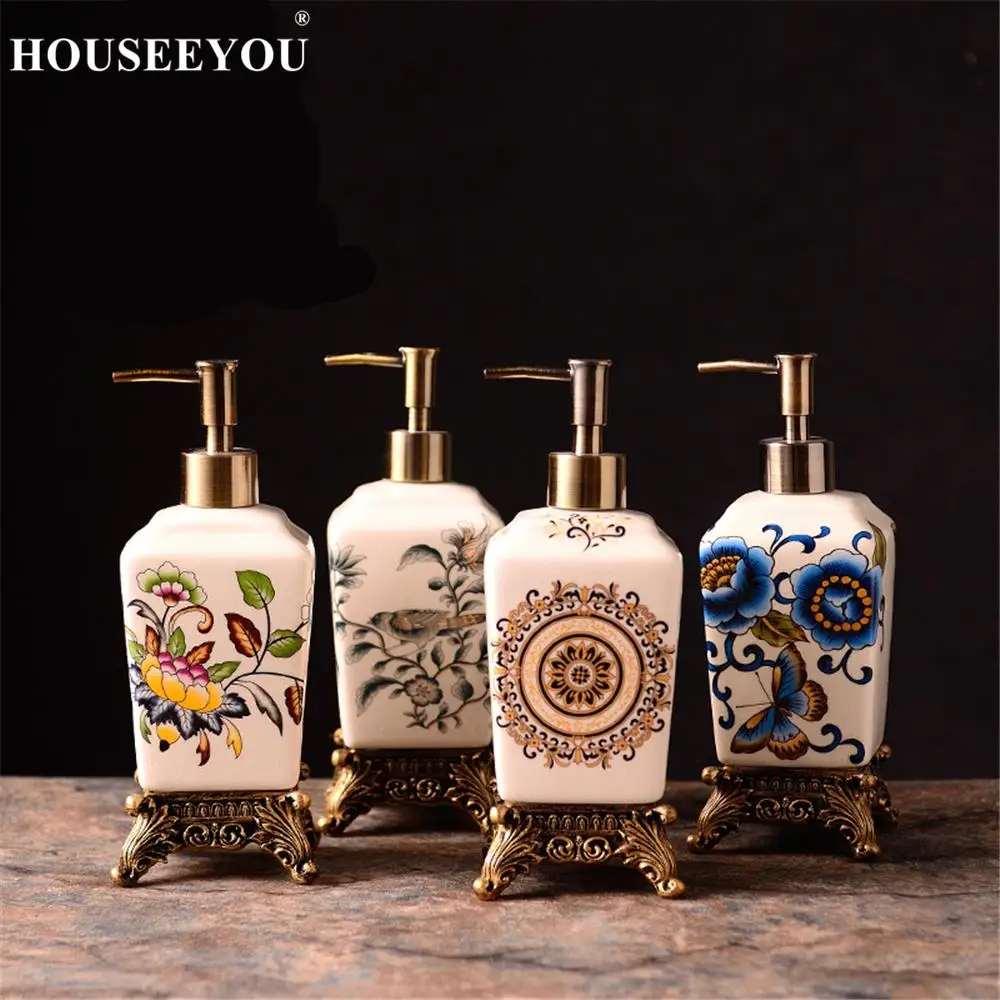

Nordic Creative Hand Sanitizer Bottle Hand Painted Ceramic Lotion Bottle Liquid Soap Dispenser Hotel Bar Restaurant Bathroom Use