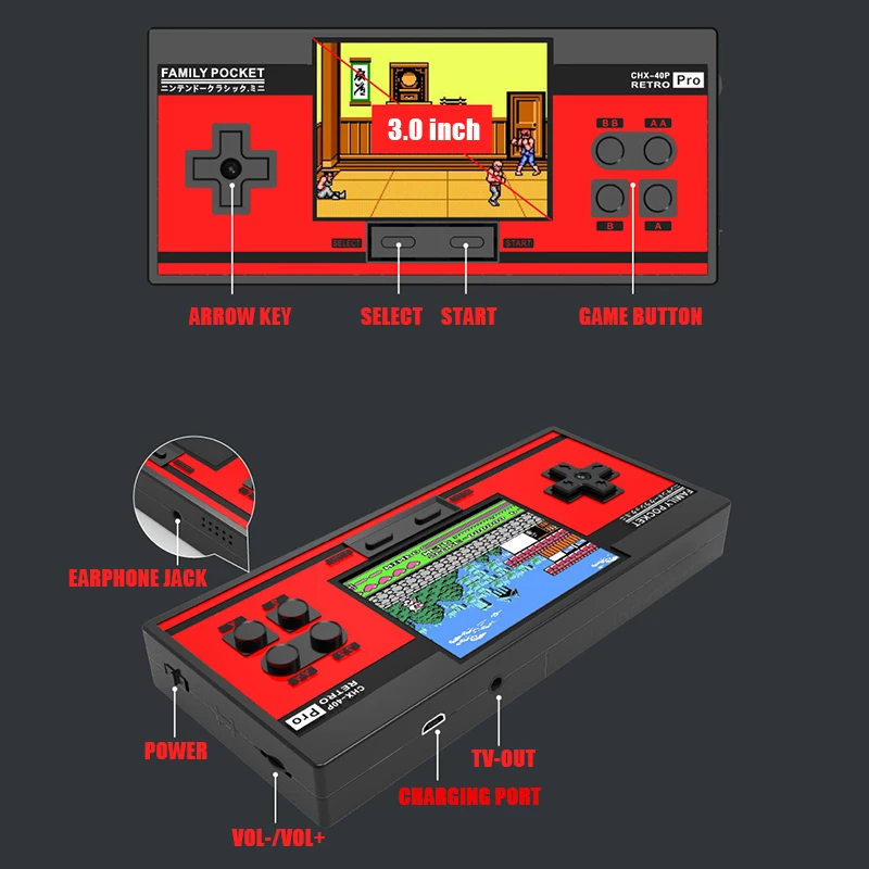 Новые портативные игровые плееры FC/NES, встроенный в 348 году, Классическая игровая консоль, 8 бит, ретро видео игра для подарка, Поддержка AV Out Put