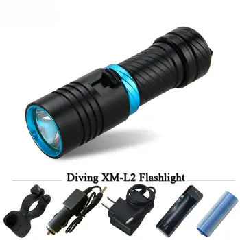 

powerful led cree xm l l2 diving flashlight underwater lights lamp hunting scuba flashlights 26650 OR 18650 rechargeable battery