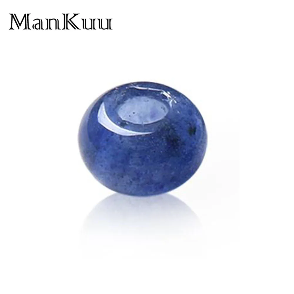 

ManKuu Flat Round Lampwork Glass Beads Blue/Pale Yellow Stone Beads 5pcs/Lot Handmade Jewelry 9*14mm Beads For Jewelry Making