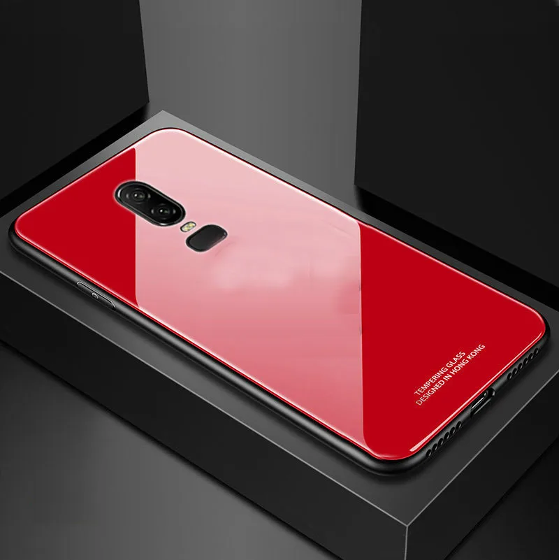 red Стеклянный зеркальный чехол SemgCeKen для oneplus 5 t 6 6t 7 pro 7pro one plus 5 t силиконовый Жесткий чехол из ТПУ 3d чехол для телефона etui coque - Цвет: red