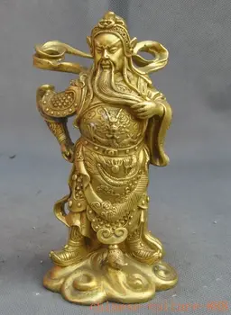 

Crafts statue chinese folk brass dragon standing Generals guan gong guanyu god ares statue halloween
