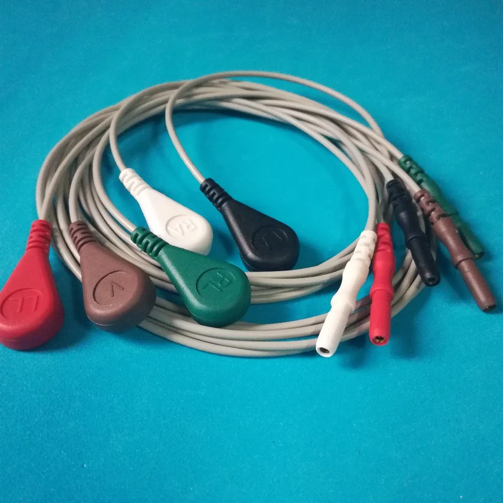 

1.5 Din style 5 lead 3-lead holter recorder ECG leadwires set Generic Mindray CSI Datascope Spacelab Nihon Kohden BCI Colin IVY