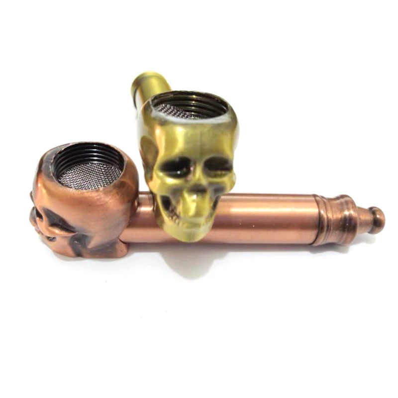 Metal Creativity Skull Classic Pipes Smoking Pipe Mouthpiece Filter Tobacco Pipe Cigar Narguile Grinder Smoke Cigarette Holder