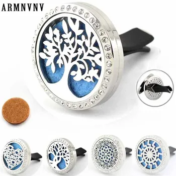 

30MM 316L Stainless Steel Rhinestones Car Air Auto Vent Freshener Essential Oil Diffuser Locket Decor Car perfume clip Jewelry