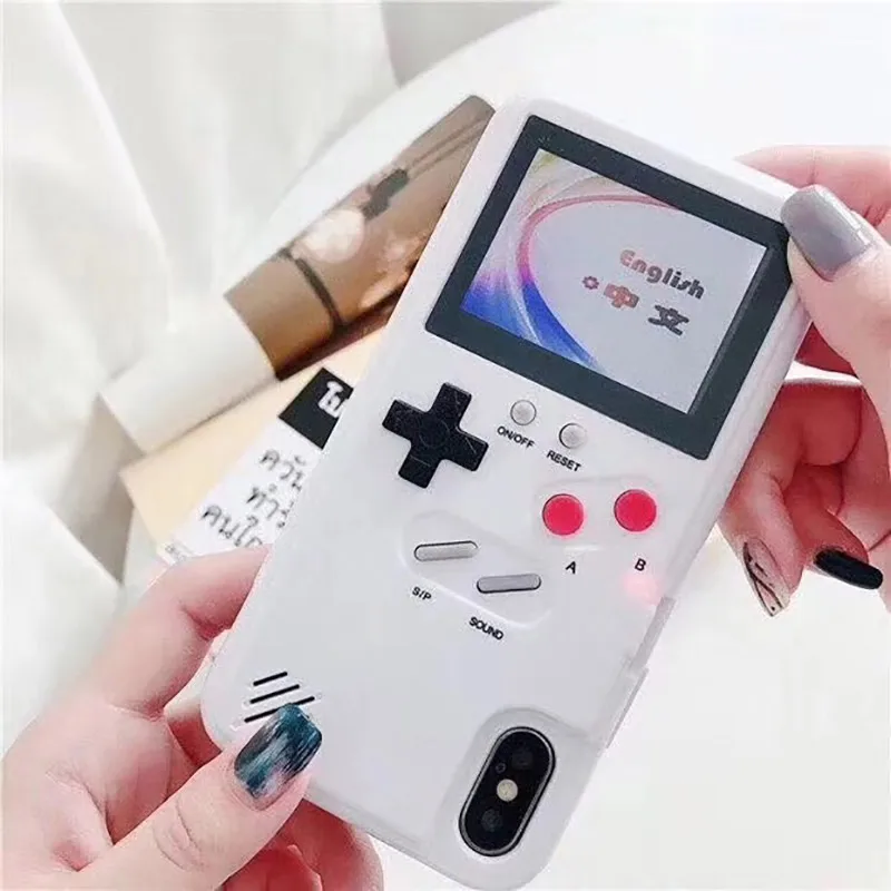 

Full color display GameBoy phone case for iphone Xs Max Xr X Retro Tetris Game back cover for iphone 8 7 6 6s plus Coques