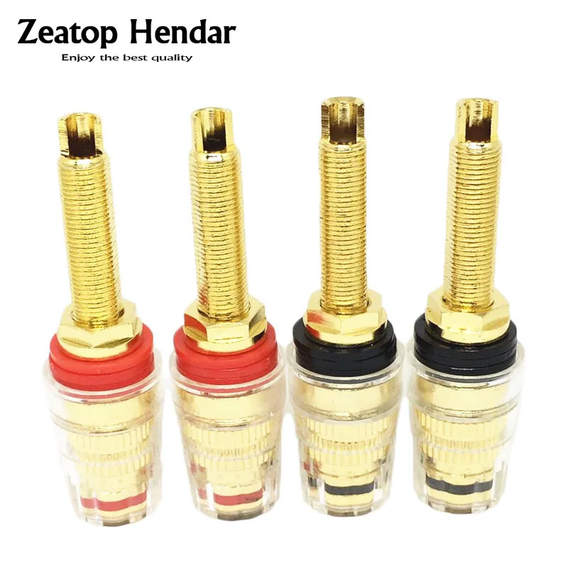 

4Pcs Brass Crystal Binding Post for Thread Audio Speaker Amplifier 4mm Banana Plug Terminals Connector Black & Red