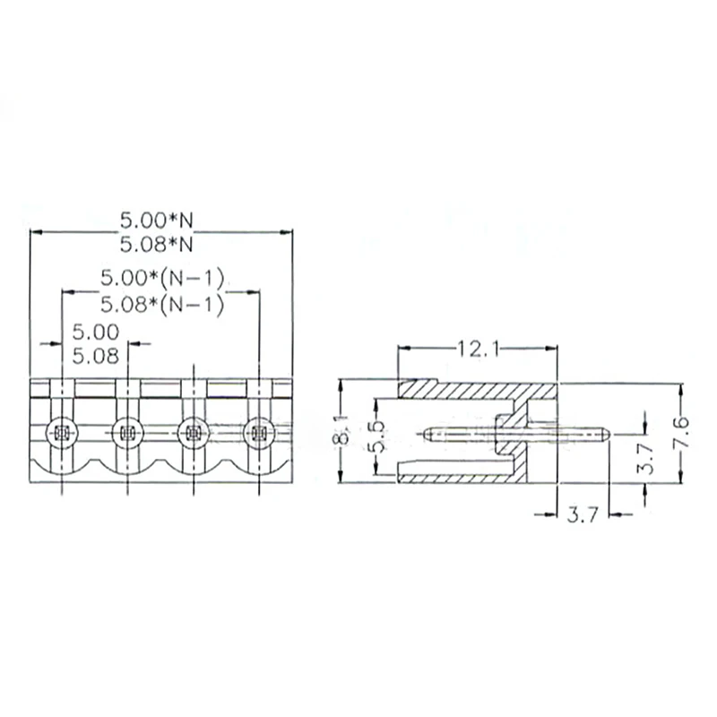 100pcs  KF2EDGK-5.08 Connector Terminas Curved Needle Seat 2P-16P Pitch 5.08MM Plug in Terminas