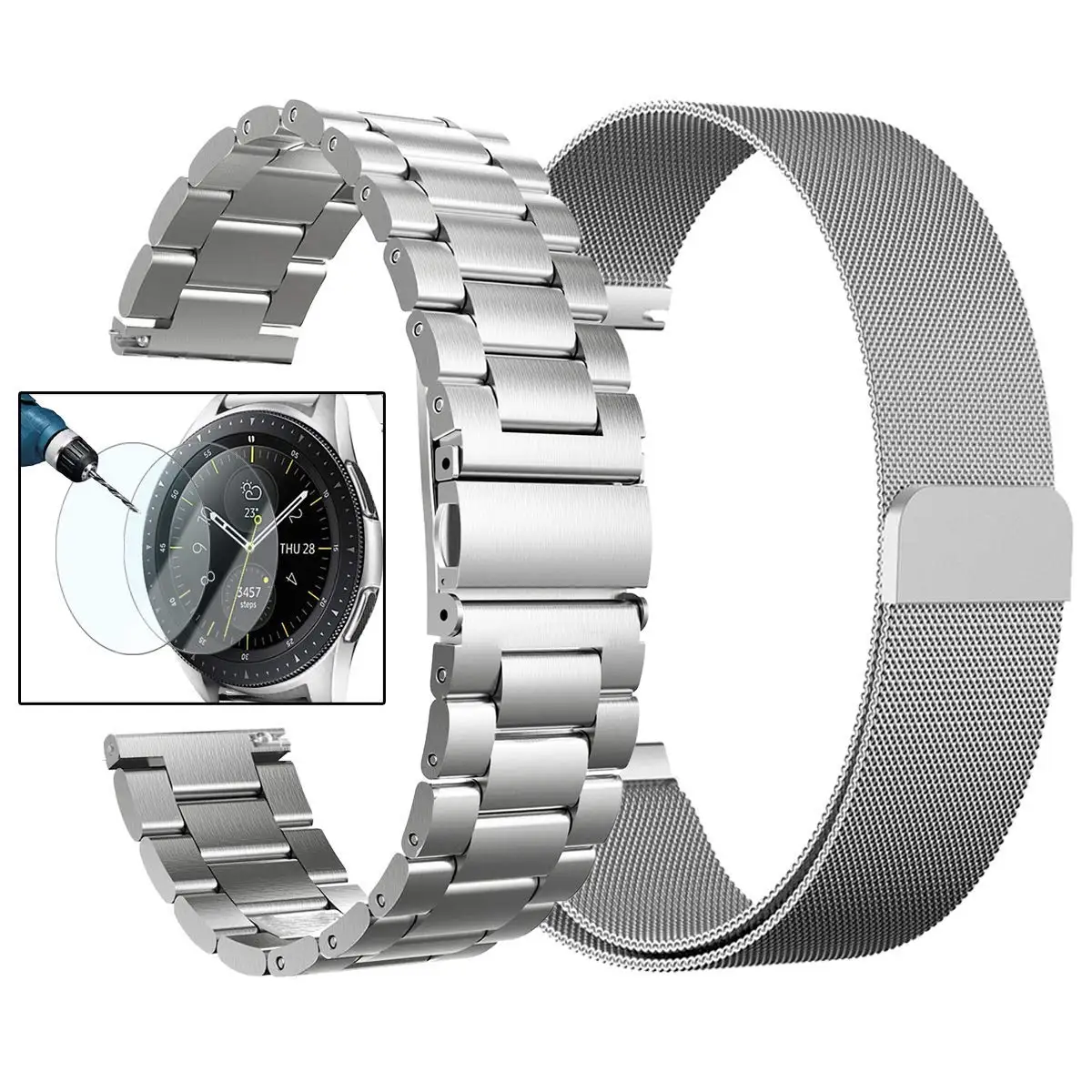 Gear S3 Frontier/классический ремешок для часов из нержавеющей стали сменный ремешок для часов samsung Galaxy Watch 42 мм 46 мм активный - Цвет ремешка: silver-silver
