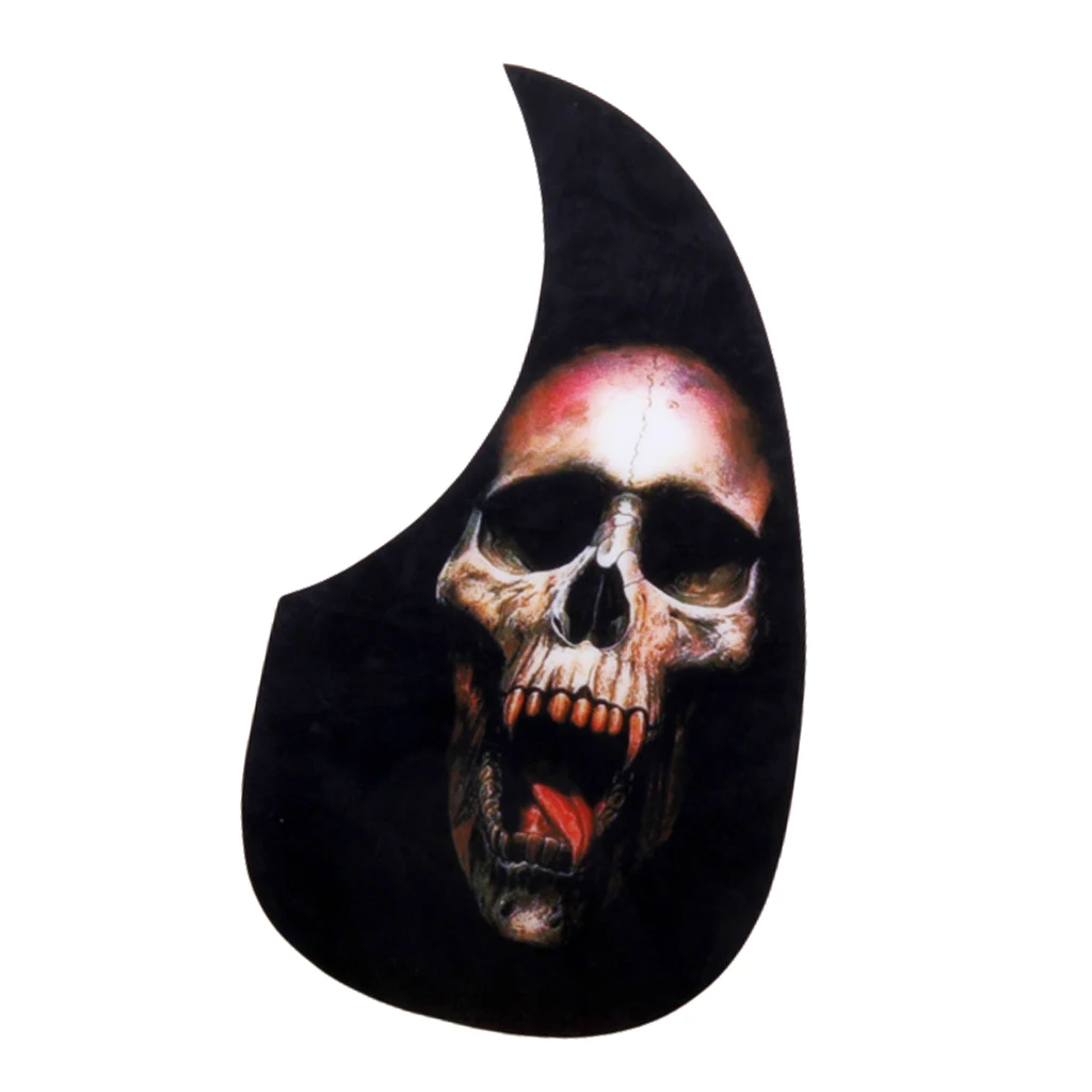 PVC Adhesive Pickguard Scratch Plate for Guitar -PVC Material Black with Skull Pattern Protect Guitar from Scratching