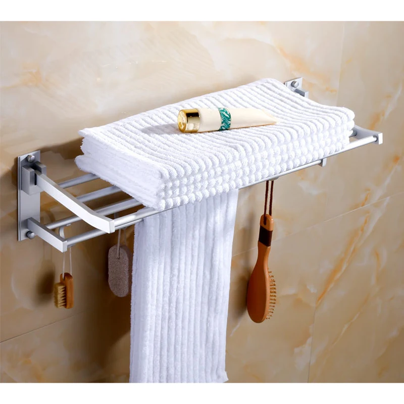 Пространства Алюминий вешалка держатель для полотенец для ванной с настенным креплением для отеля; для душа полка для легкой установки