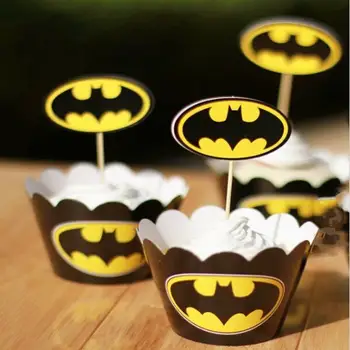 

Classic Batman Wrappers Decorating Boxes Baking Cake Cups With Toppers Picks For Kids Xmas Birthday Party Supplies