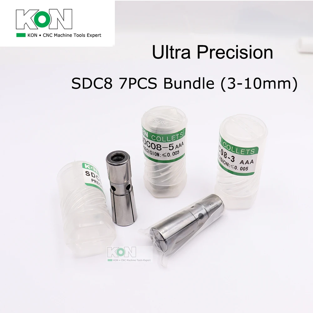 

[ChinaKON] SDC8 Collet 8 PCS Bundle 2-6mmCNC 3.175mm Small Diameter Collet for Slim and Pull back Tool Holder Ultra Precision