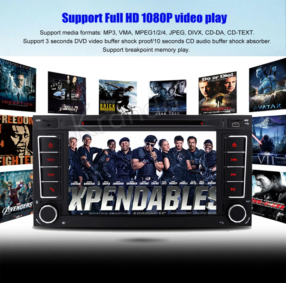 Krando Volkswagen VW Touareg T5 Transporter Multivan 2002-2011 android car radio stereo navigation gps car dvd player multimedia system (5)