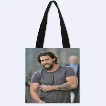 

New Custom Jason Momoa printed canvas tote bag convenient shopping bag woman bag student bag Custom your image