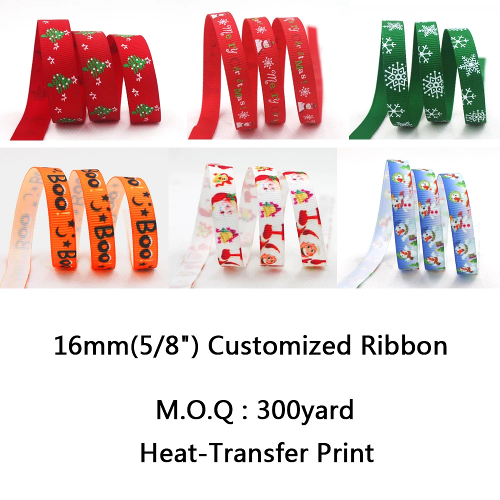

[IuBuFiGo] 5/8"(16mm) Grosgrain / Satin Printed Customized Logo Ribbon Personalized Ribbon As You Want 300yard /lot