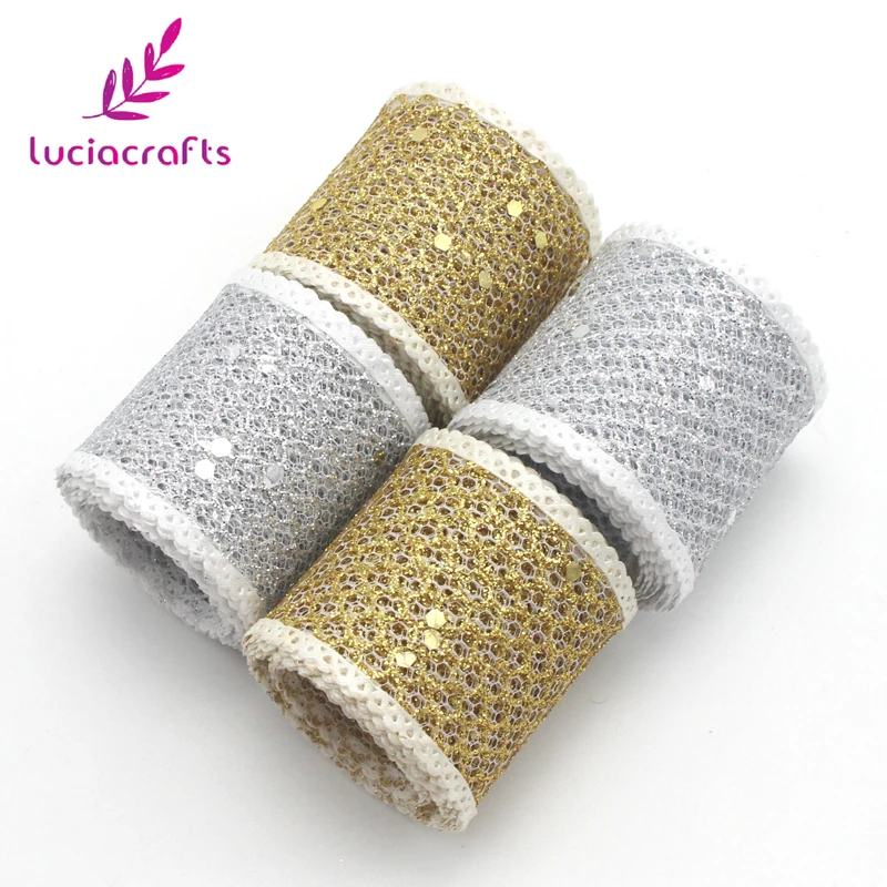 Lucia crafts 40 мм 4 года/партия серебристые золотистые блестящие сетчатые ленты из