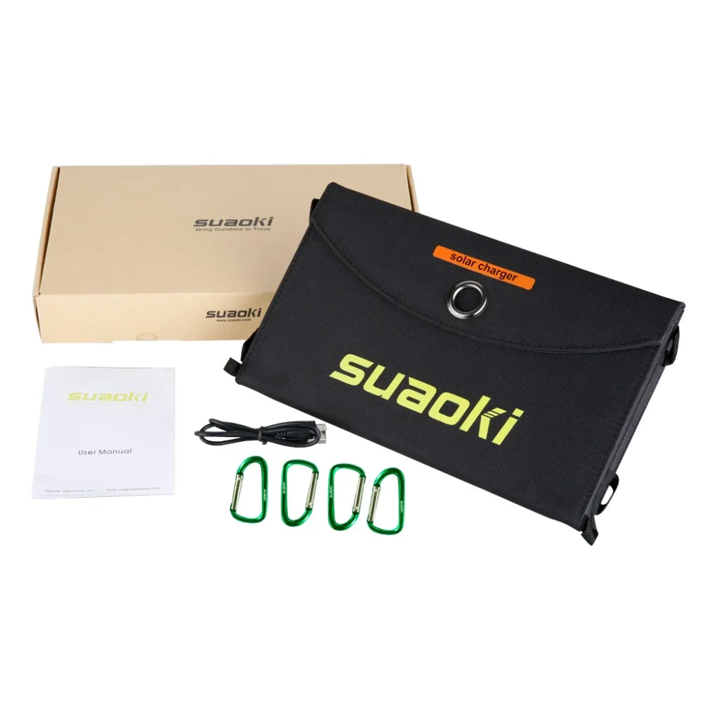Suaoki 25W paneles solares portátiles plegables impermeables Dual 5 V/2.1A USB Solar Panel cargador banco de energía para la batería del teléfono - 6