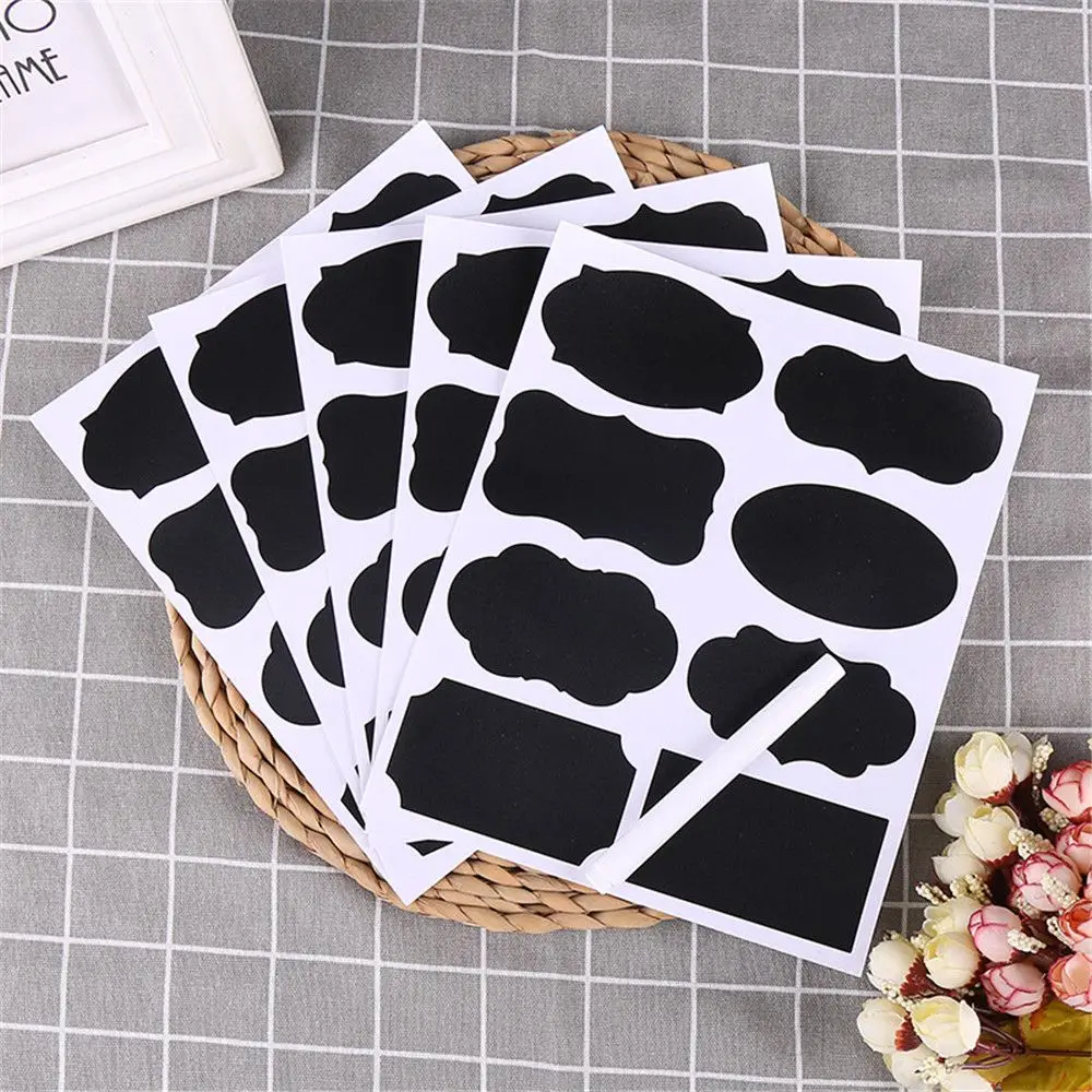 

40Pcs Blank Chalkboard Label Sticker Home Kitchen Jars Bottle Cups Decorative Tags Blackboard Stickers Office School Supplies
