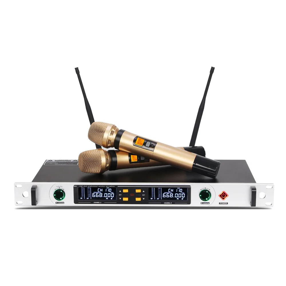 

factory professional pll uhf two handle wireless microphone with 100 frequencies to select
