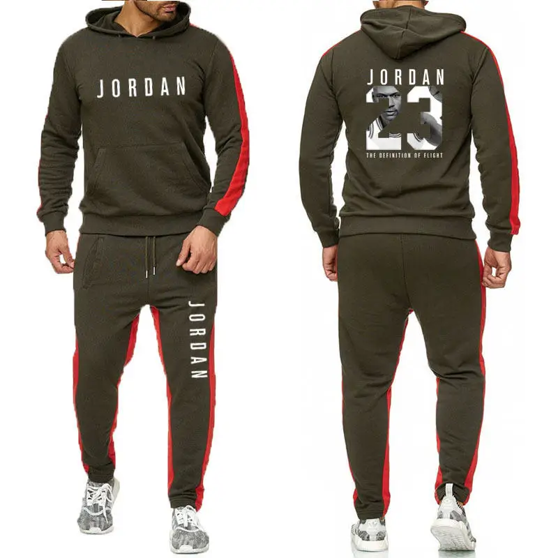 23 Новинка, брендовый спортивный костюм, модный JORDAN 23, мужская спортивная одежда, комплект из двух предметов, хлопок, флис, Толстая Толстовка с капюшоном+ штаны, спортивный костюм для мужчин - Цвет: 23