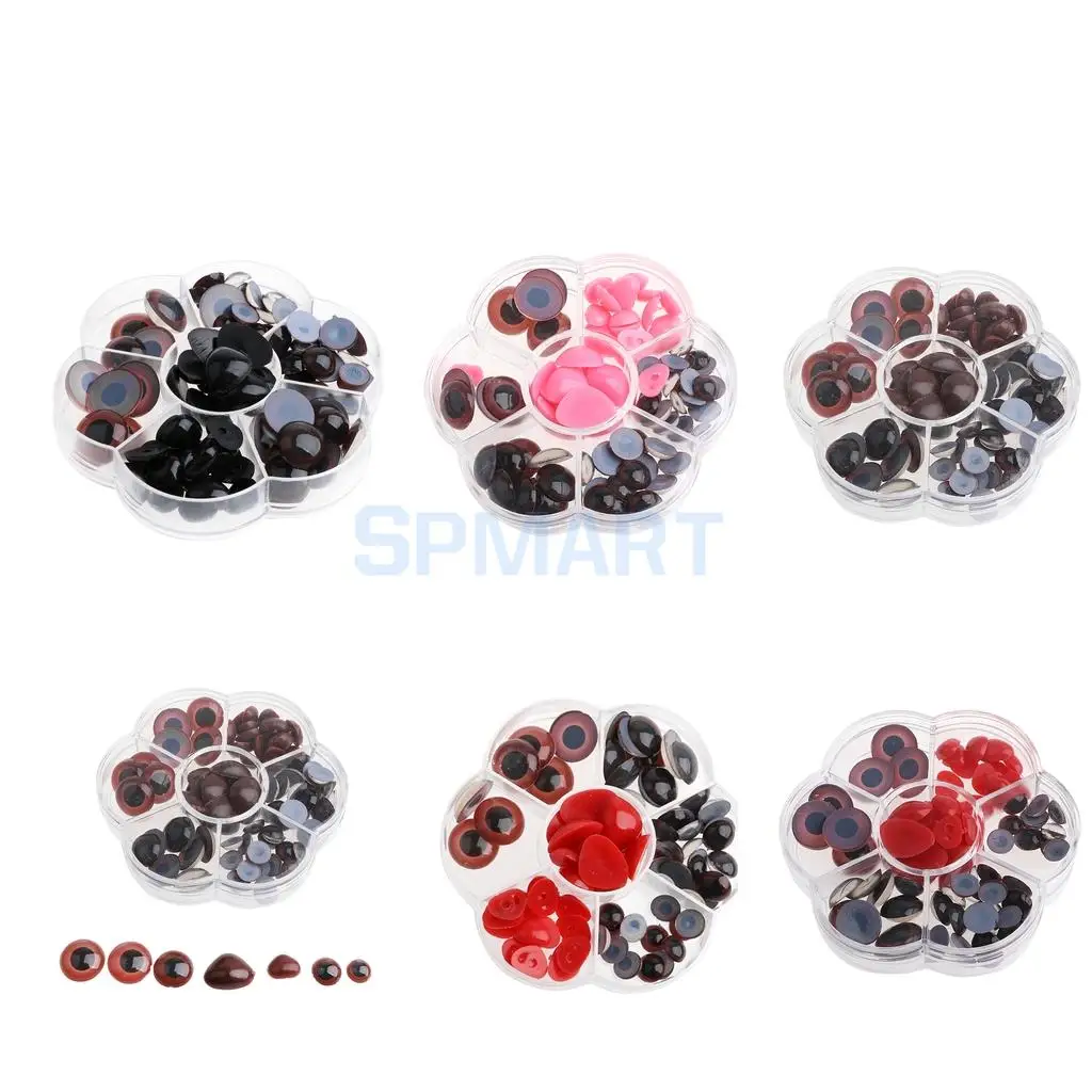 90Pcs Safety Doll Nose Craft Eyes for Animal Doll Puppet Bear Plush Animal Felting Toy Arts Making in Assorted Size - Coffee