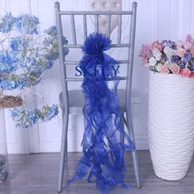 SH097 очень дешевые много цветов г. Новые Элегантные заказ Свадебные украшения ярко-синяя органза курчавая ива Вычурные Кресла пояс-кушак