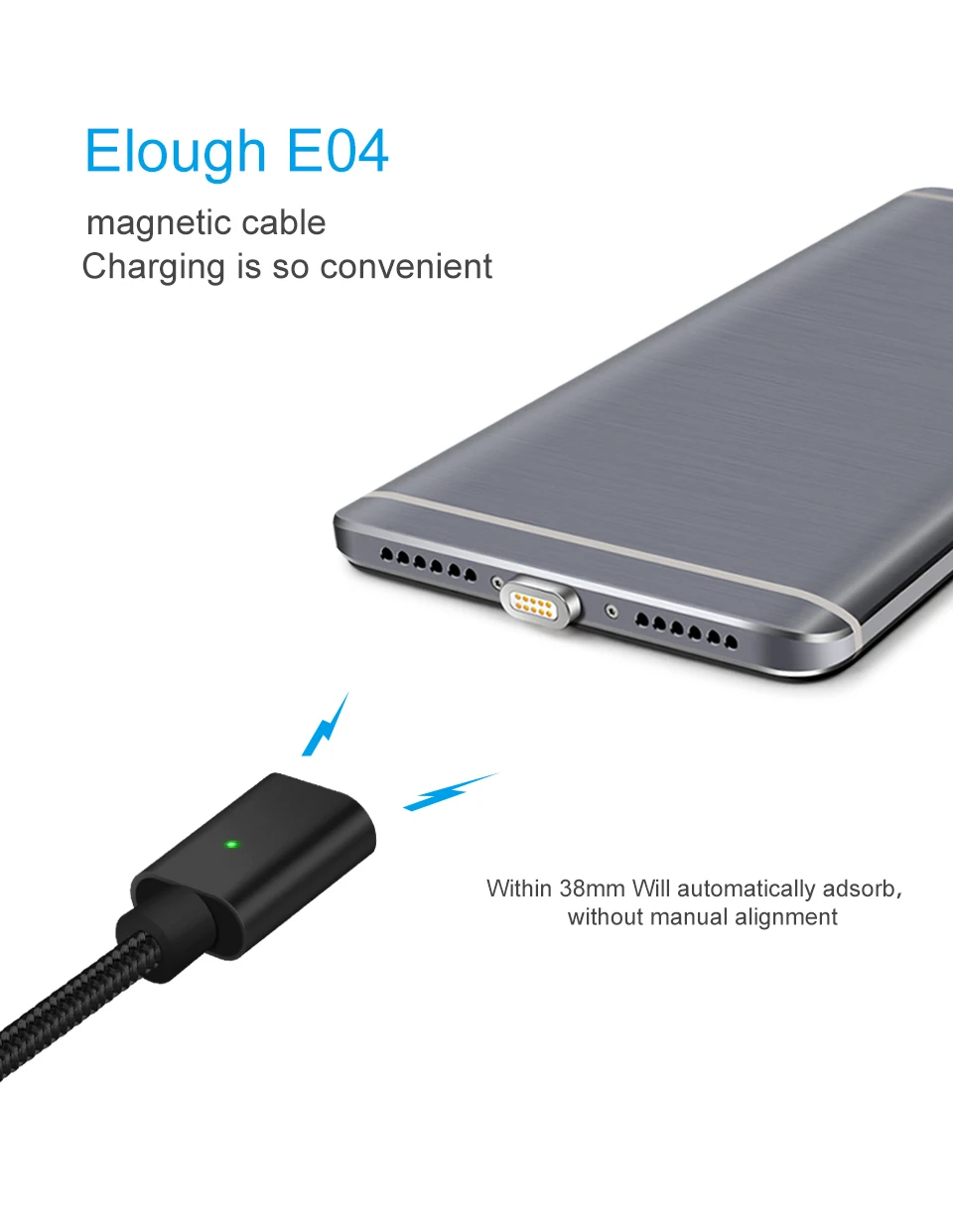 Elough E04 Micro USB Магнитный зарядный кабель для передачи данных для huawei Android кабель usb Micro кабель Магнитный зарядный провод плетеный