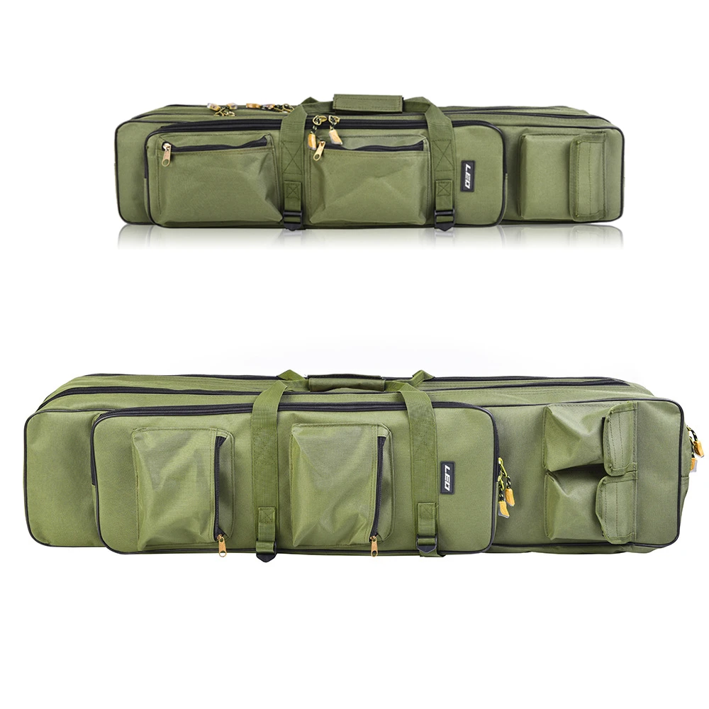

LEO Fishing Bag 80cm/100cm Fishing Rod Reel Carrier Bag 3 Layer Multifuction oxford Fishing Pole Bag Carry Case for Pesca