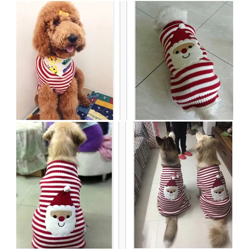 Рождественский вязаный свитер для собак, одежда для такшундов, костюм Санта Клауса, золотой ретривер, большой курта для собак, одежда