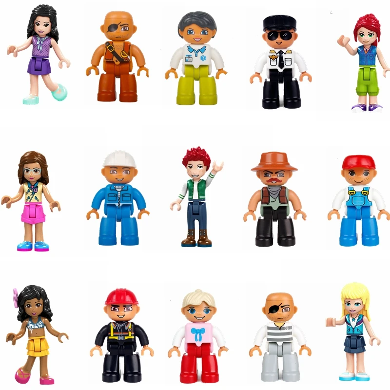 

Single Selling Legoing Duplo Worker Clown Farmer Character Model Building Block Duplo legoings compatible with children's toys