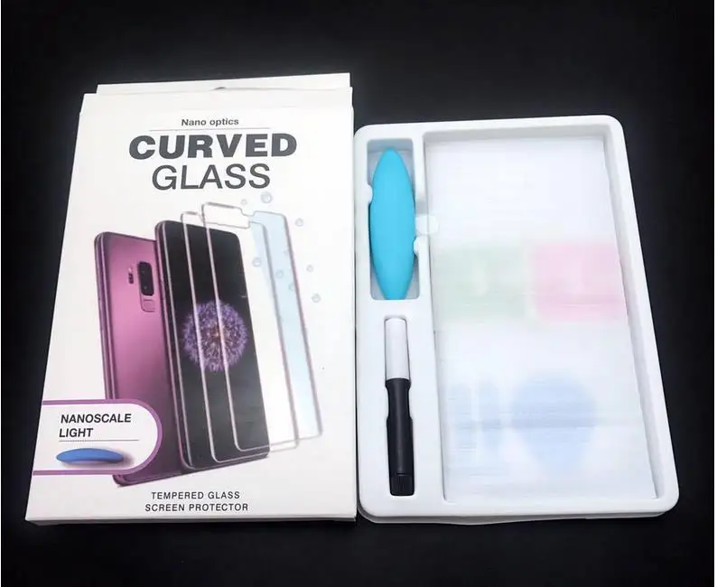 Зеркало флип Clear View Смарт сна чехол + клей УФ лампы закаленное Стекло Экран