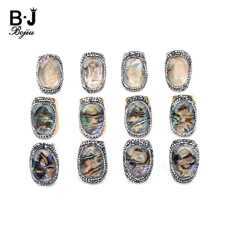 Tanie RI040 nowy Resizable bohema srebrny złoty kobiety pierścienie regulowany motyl powłoki Abalone miedziana podkładka Party walentynki prezent RI040