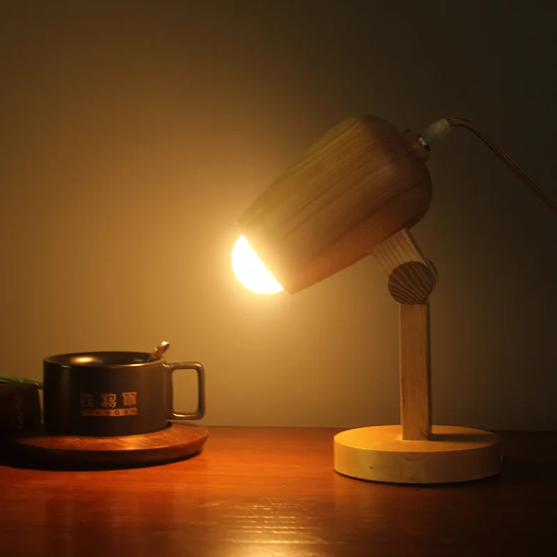 

Modern Nordic/Japanese Wood Desk Lamp 220V E27 Robot Dog Cube Table Lamp Creative Adjustable Folding Bedside Lamp Reading Light