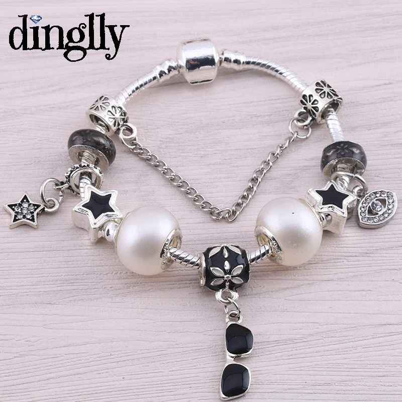 DINGLLY Cool Sunglasses Hanging Charms Bracelet For Women Star Beads
