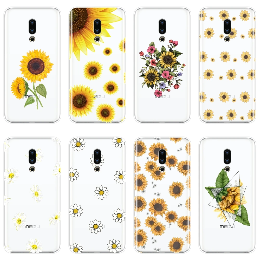 

Soft Phone Case For Meizu Pro 6 7 Plus U10 U20 Yellow Sunflower Flower Silicone Back Cover For Meizu 15 Lite 16 Plus 16th 16x