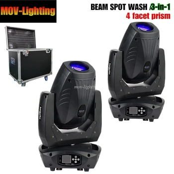 

flight case package 2 unit New DJ equipment DMX512 18ch 10 colors gobo ultra 200W led beam spot wash 3in1 moving head light