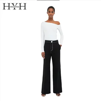 

HYH HAOYIHUI Woman Simplicity And Elegant Off Shoulder Strapless Knit Tops Autumn 2018 For Office Lady Casual New Arrival