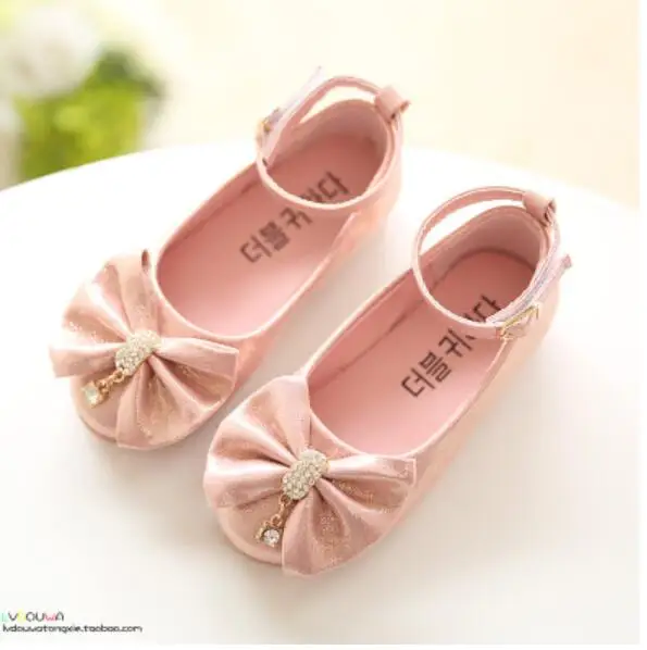 New Flowers Children Little Girls Kids Baby Silver Gold Wedding Party Princess Leather Shoes For