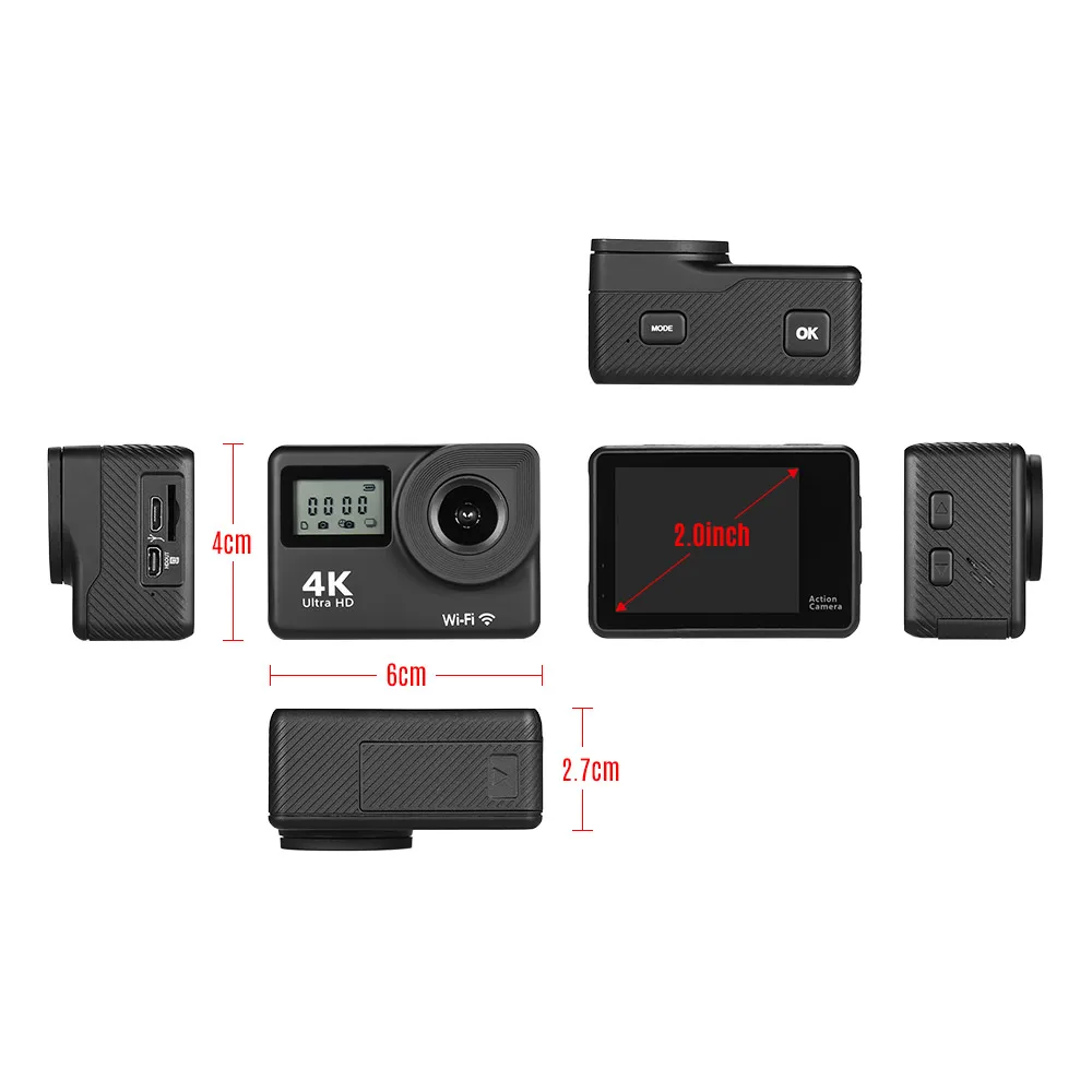 Andoer 4K со сверхвысоким разрешением Ultra HD WiFi экшн камера для занятий спортом Камера