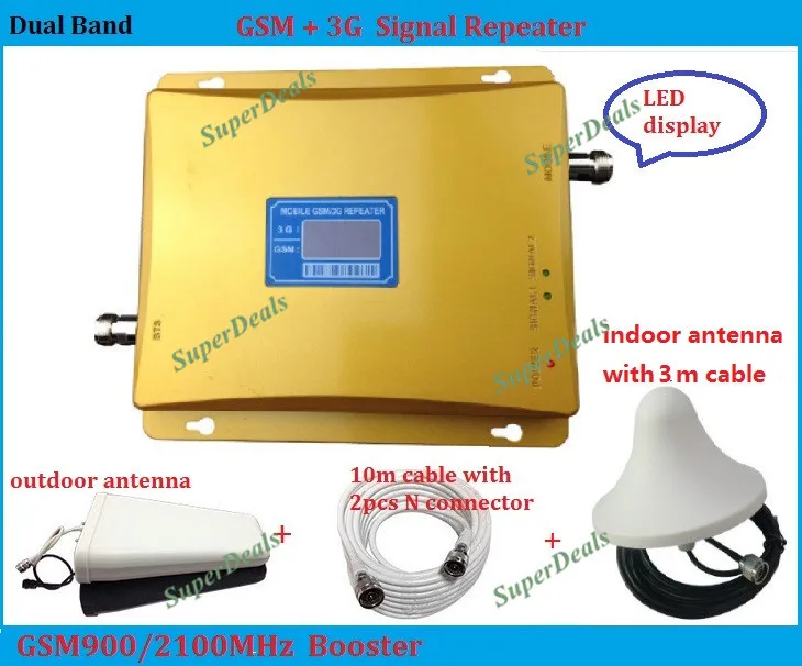 

LCD 2G GSM repeater cellular signal booster lte 3G repeater mobile phone signal booster 900MHz and 2100MHz phone amplifier